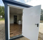 Bürocontainer 6,00 x 2,40 m mit WC, Dusche und Küche (Ref: 2390)